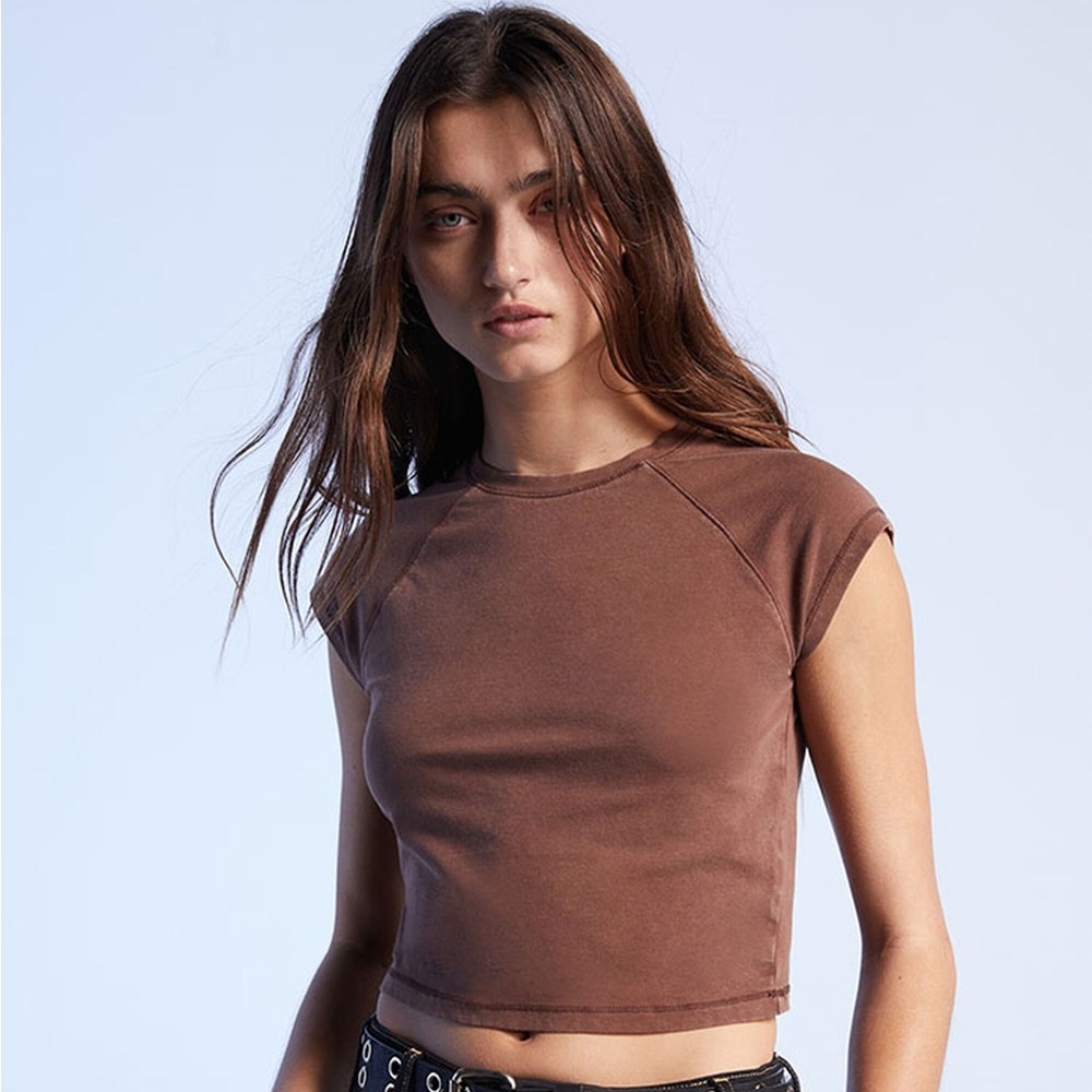 PacSun PacCares Sculpting Raglan Tshirt in Washed Black